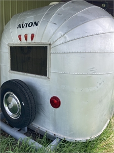 1963 Avion trailer with a Route 66 theme